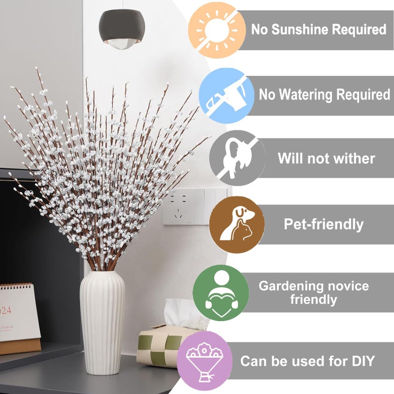 Wootkey 5pcs 29.5" Faux Jasmine Artificial Flowers Tall White Floral Branches for Home Wedding Vase Filler Party DIY Decoration - Image 4